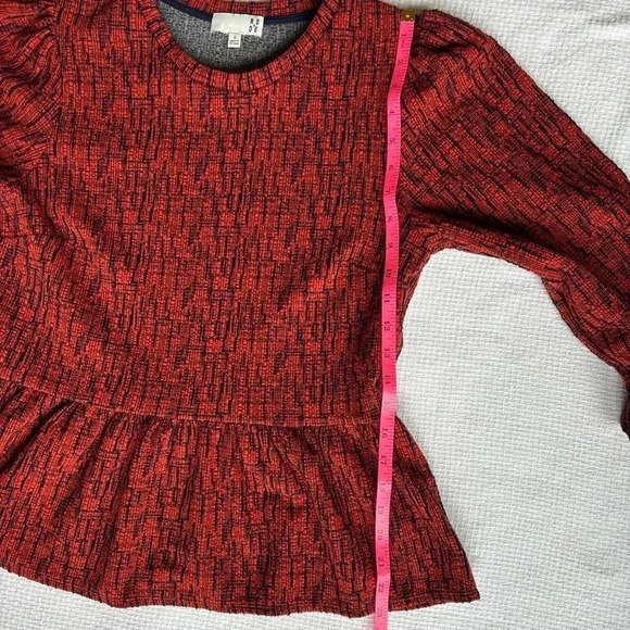 Ro & De Anthropologie Top Size S “parette” Peplum Orange Navy Preppy Career City - Picture 10 of 10